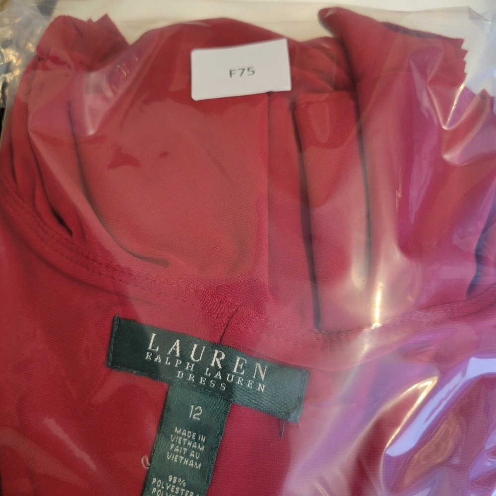 Lauren Ralph Lauren Womens Faux Wrap Ruffle Midi Dress Size 12 Red Holiday Love - Picture 8 of 8